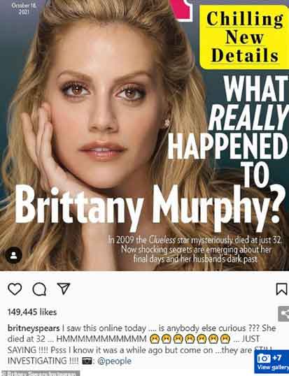 Britney Spears questions about Brittany Murphys mysterious death