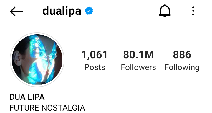 Dua Lipa hits 80 million followers on Instagram