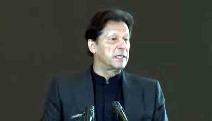Prime Minister Imran Khan addressing Ehsaas Riayat Rashan Programme event in Islamabad. — YouTube screengrab
