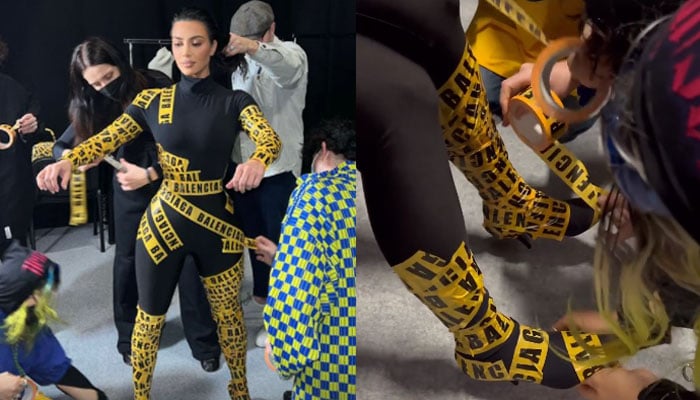 Kim Kardashian unveils BTS of getting wrapped up in shipping tape: see pics