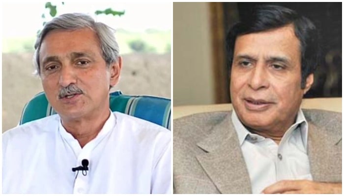 Jahangir Khan Tareen (left) and PML-Q leader Pervaiz Elahi (right) Photo: Twitter/ file