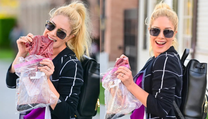 Heidi Montag made stomachs churn after she was spotted eating a raw bison heart in Los Angeles