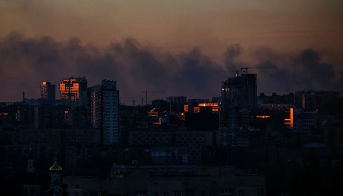 Smoke rises after shelling near Kyiv, Ukraine March 11, 2022. — Reuters/File
