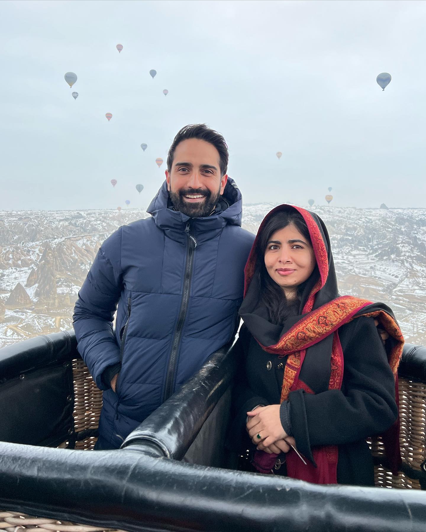 Malala and Asser enjoying a hot-air balloon ride in Cappadocia. — Instagtram/asser.malik