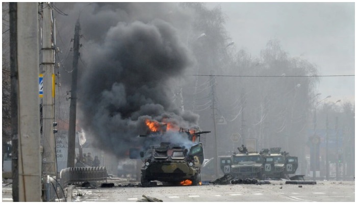 Picture of a Russian armoured vehicle in Ukraine. — AFP
