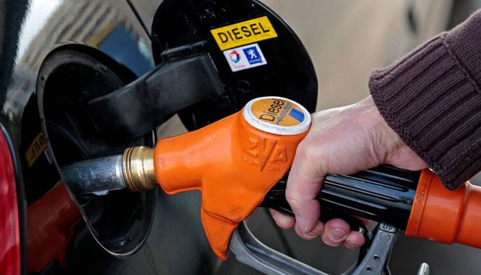 A customer fills up his car with diesel at a gas station in Nice on March 4, 2013. Reuters/File