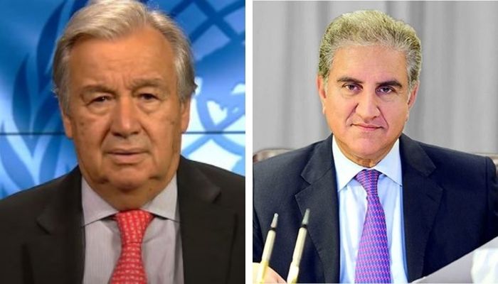 UN Secretary-General Antonio Guterres (left), Pakistan Foreign Minister Shah Mahmood Qureshi (Right). Photo: File