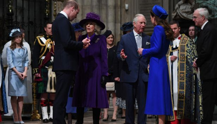 Prince William was spotted socializing with Prince Charles at the Commonwealth Day service