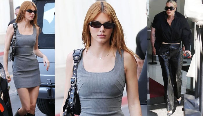 Kendall Jenner flaunts her vibrant new hair on lunch date with Kim and Khloe Kardashian