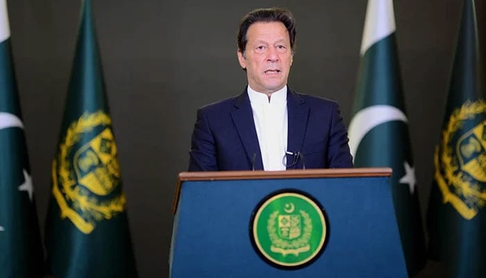 Prime Minister Imran Khan delivers a televised address to the nation on November 3, 2021. — PID/File