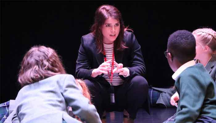 Andrews daughter Princess Eugenie talks to students about her mission