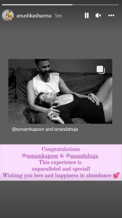 Anushka Sharma posts heartfelt wish for Sonam Kapoor on her pregnancy