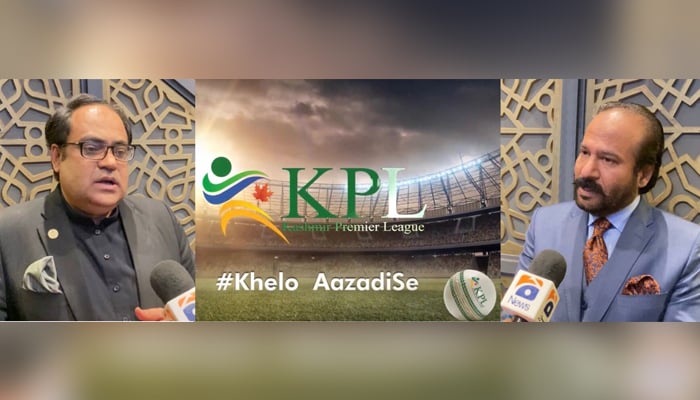 KPL President Arif Malik (left) and KPL CEO Chaudhry Shahzad Akhtar during an interview with Geo News in Birmingham. — Photo by authors