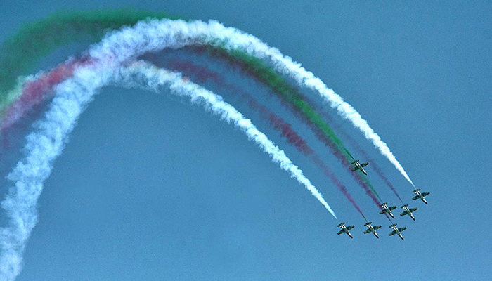 PAF pilots demonstrate their skills during the Pakistan Day Parade as the nation marks Pakistan Day on March 23, 2022. — APP