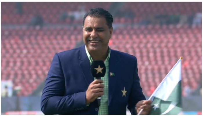 Screenshot of PCBs video showing Waqar Younis singing national song.