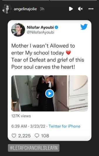 Angelina Jolie reacts after Afghan Taliban suspend girls schools