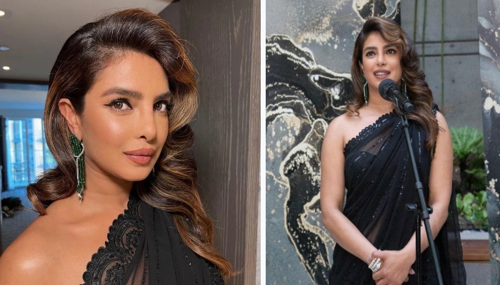 Priyanka Chopra drops jaws in black sequin saree at pre Oscars event - Vimarsana News