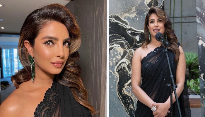 Priyanka Chopra drops jaws in black sequin saree at pre Oscars event