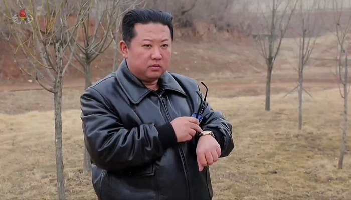 Screengrab from video. North Koreas state-run television shows edited footage of Kim Jong Un guiding the test-launch of what they referred to as the Hwasong-17 ICBM. — Twitter/@nknewsorg