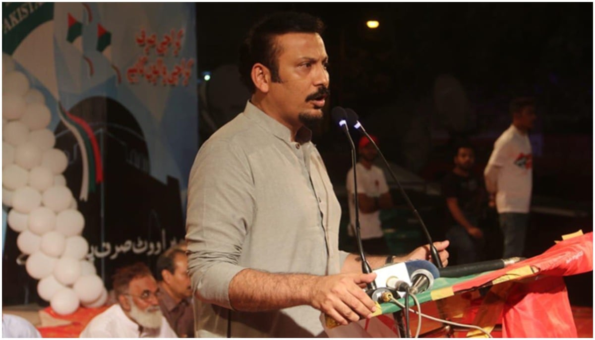 Senator Faisal Ali Subzwari of the MQM-P speaking during an event. — Faisal Subzwaris Official Facebook Page