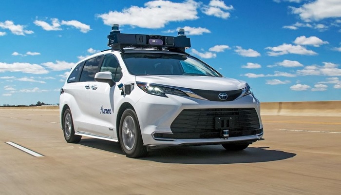 Toyota and Aurora start testing an autonomous ride-hailing fleet using Sienna minivans equipped with Auroras self-driving system in Texas, U.S., in this handout picture released on March 23, 2022. —Reuters