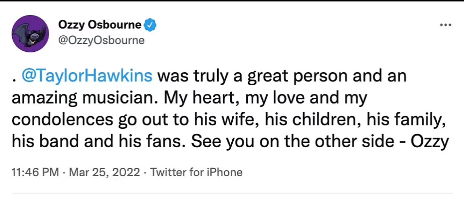 Foo Fighters Taylor Hawkins demise has left fans and fellow musicians devastated