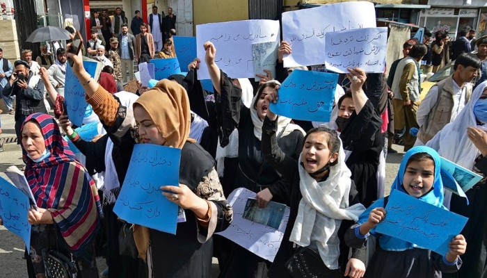 The protest was the first held by women in weeks after the Taliban rounded up the ringleaders of initial demonstrations held after they returned to power in August. — AFP