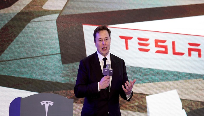 Tesla Inc CEO Elon Musk speaks at an opening ceremony for Tesla China-made Model Y program in Shanghai, China January 7, 2020.—Reuters