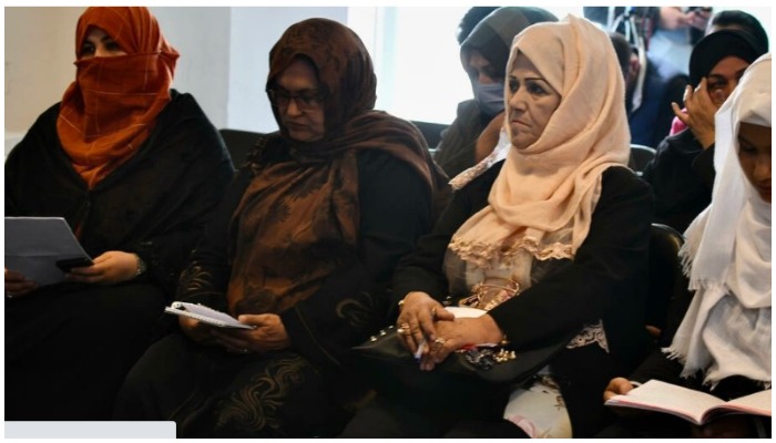 The womens activists presented a statement issued by four womens rights groups at a press conference in Kabul. — Ahmad SAHEL ARMAN/ AFP