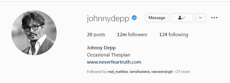 Johnny Depp crosses 12 million followers on Instagram