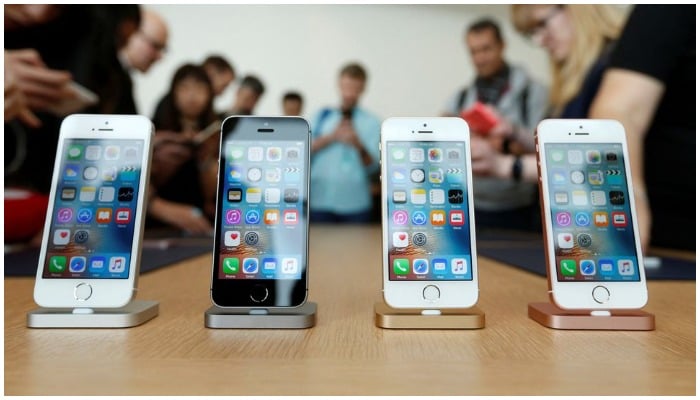 The new iPhone SE is seen on display during an event at the Apple headquarters in Cupertino, California March 21, 2016. Reuters/ file