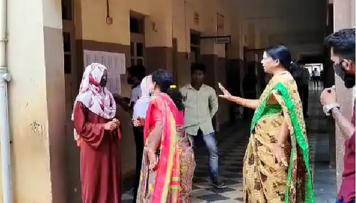 School girl in Karnataka was asked to remove burqa to appear for class 10 board exams. —Photo: NDTV