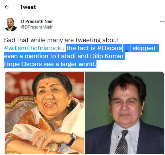 Dilip Kumar, Lata Mangeshkar absent from notable recognition at 2022 Oscars