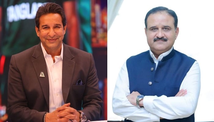 Former Pakistan cricketer Wasim Akram (L) and former chief minister Punjab Usman Buzdar (R). — Instagram/Twitter