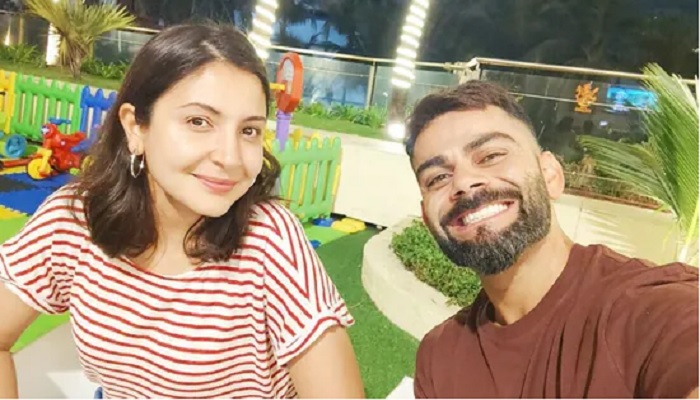 Virat Kohli smiling brightly with wife Anushka Sharma.&mdash;Instagram/Virat Kohli