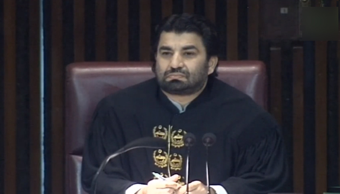 National Assembly Deputy Speaker Qasim Suri chairs a session of the lower house called for discussing the no-confidence motion, on March 31, 2022. — YouTube/PTVParliament