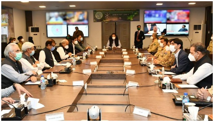 Prime Minister Imran Khan chairs a meeting of the NCOC. Photo: NCOC website