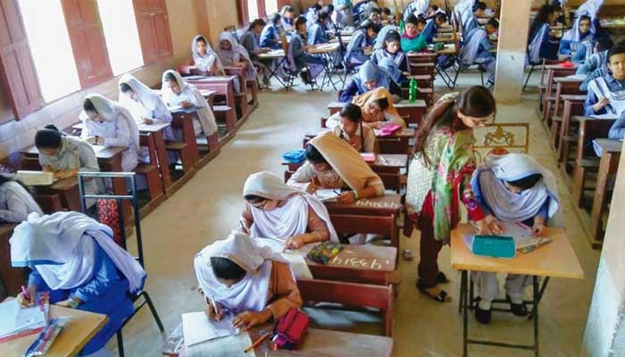 Picture shows students attempting annual exams. — PPI/File