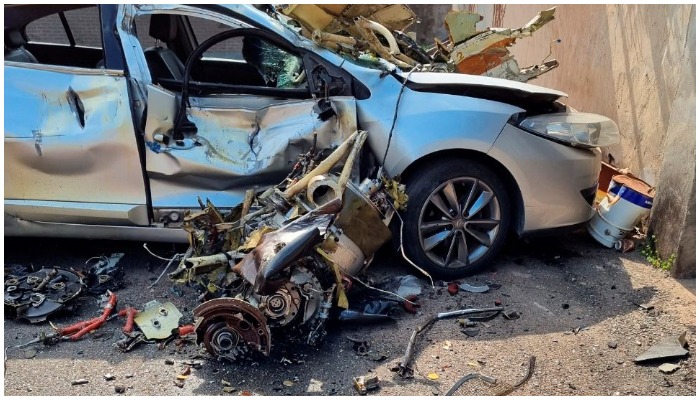 Debris of South Korean air force planes that collided mid-air during a training exercise, is seen in Sacheon, South Korea, April 1, 2022. —  Reuters
