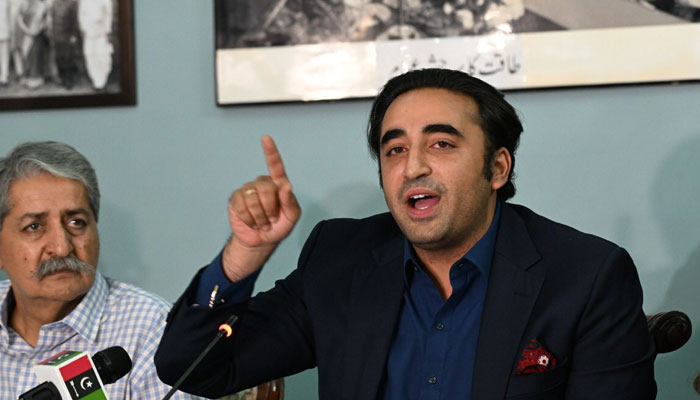 PPP Chairman Bilawal Bhutto Zardari addressing the media in Islamabad. — Twitter/PPP