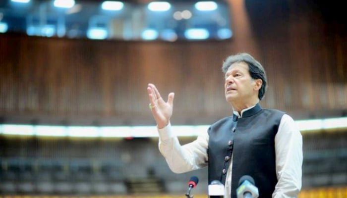 Prime Minister Imran Khan speaks in the National Assembly in this undated photo. — PM Imran Khans Instagram