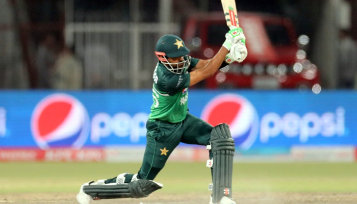 Pakistans skipper Babar Azam during the third and final one-day international (ODI) cricket match between Pakistan and Australia at the Gaddafi Cricket Stadium in Lahore on April 2, 2022. — PCB