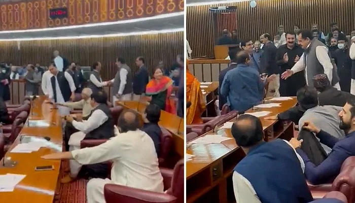Ruckus in the National Assembly after no-confidence motion against Prime Minister Imran Khan was abruptly deemed unconstitutional in Islamabad, on April 3, 2022. —