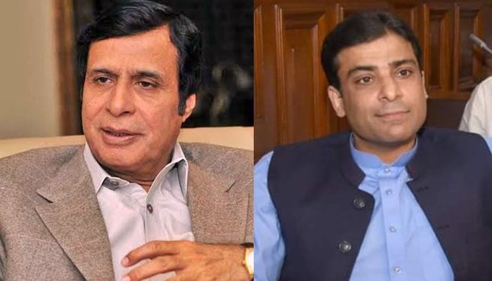 PML-Q’s Pervaiz Elahi (left) and PML-N’s Hamza Shahbaz Photos: Twitter