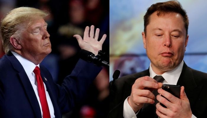 (left to right) Former US President Donald Trump, Tesla CEO Elon Musk. Reuters
