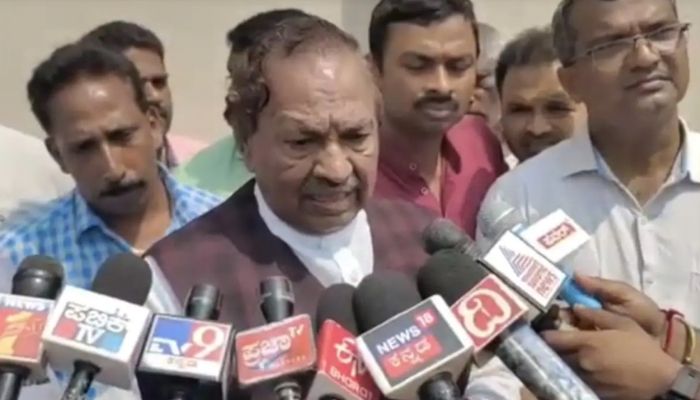 KS Eshwarappa speaks to the press. NDTV