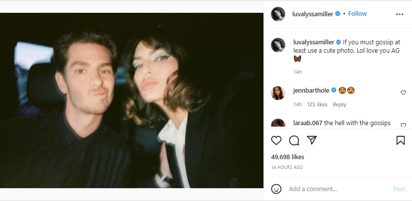 Andrew Garfield’s girlfriend Alyssa Miller reacts to ‘gossips’ about their breakup