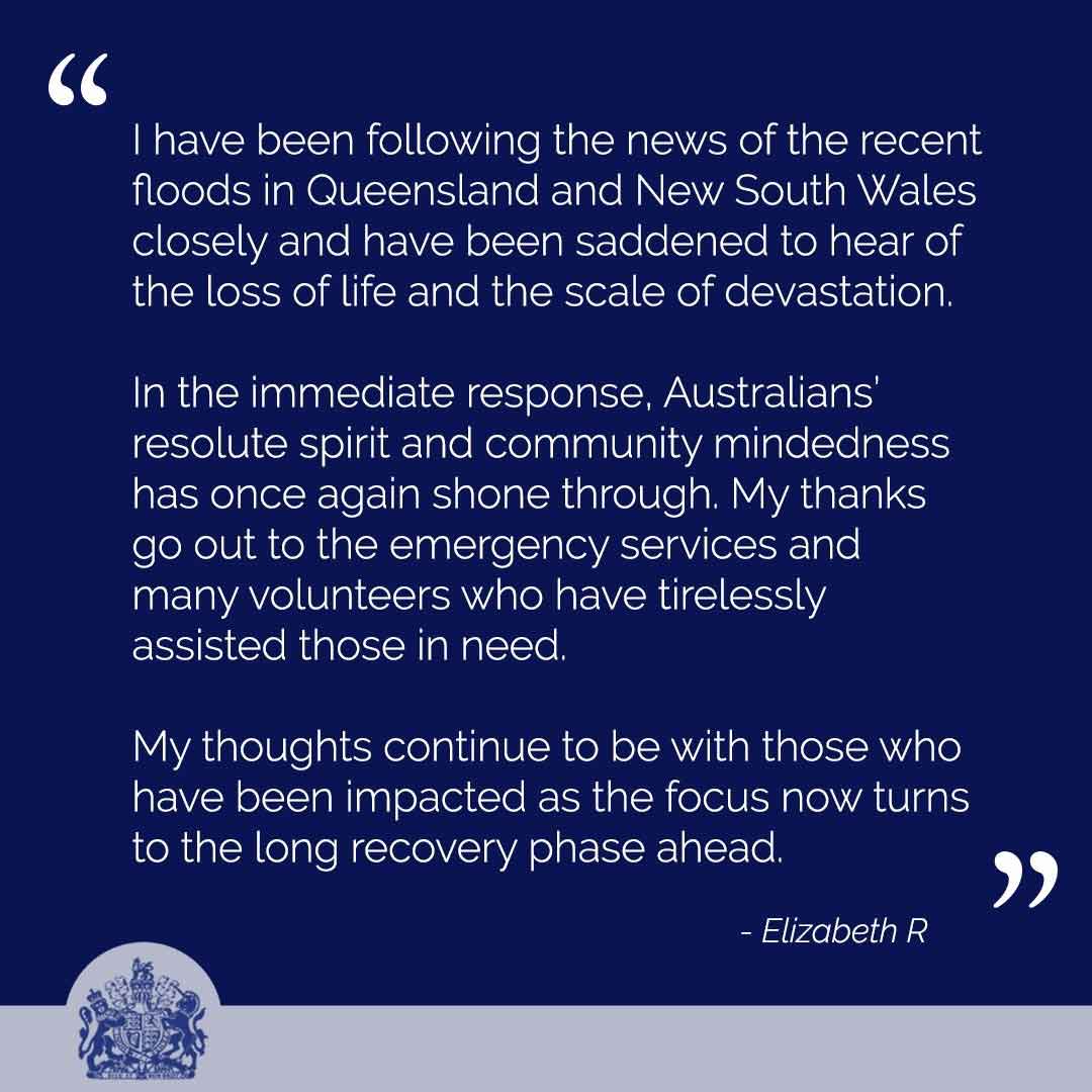 Queen Elizabeth reacts to floods in Australia 3 Queen Elizabeth reacts to floods in Australia