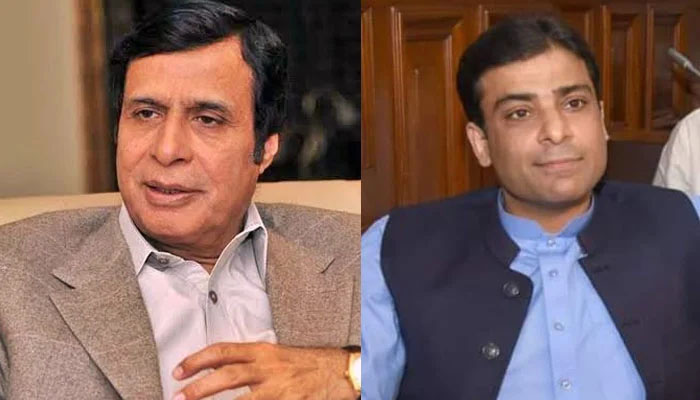 PML-Q’s Pervaiz Elahi (left) and PML-N’s Hamza Shahbaz. Photos— Twitter