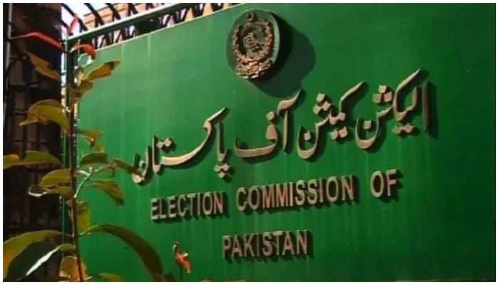 The board outside the premises of the Election Commission of Pakistan. — ECP website/ File